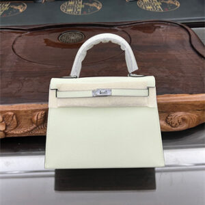 Kelly Sellier Bag Epsom Leather 25/28CM Gold/Silver Hardware In Vert Fizz Color