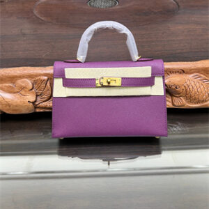 Kelly Mini II Bag Epsom Leather Gold/Silver hardware In Anemone Color