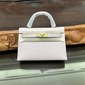 Kelly Mini II Bag Epsom Leather Gold/Silver hardware In Mauve Pale Color