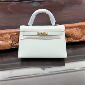 Kelly Mini II Bag Epsom Leather Gold/Silver hardware In Vert Fizz Color