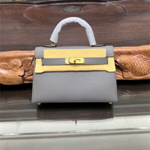Kelly Mini II Bag Epsom Leather Gold/Silver hardware In Etain Color