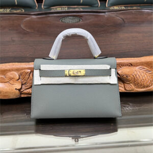 Kelly Mini II Bag Epsom Leather Gold/Silver hardware In Vert Amanda Color