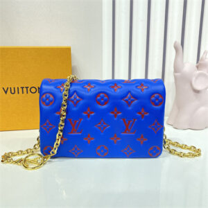 L.V Coussin Pochette Monogram Embossed Lambskin Blue M80743