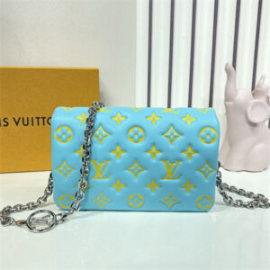 L.V Coussin Pochette Monogram Embossed Lambskin Lt Blue M80744