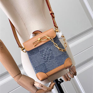 L.V Nano Steamer Damier Denim 3D cotton canvas Blue N40751