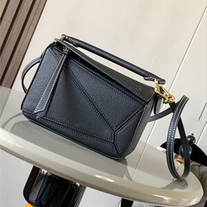 Loewe Mini Puzzle Bag In Soft Grained Calfskin Black