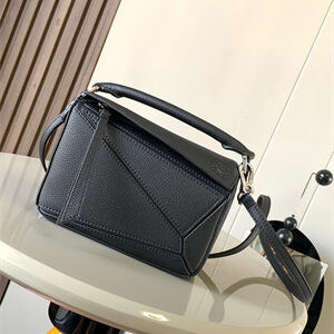 Loewe Mini Puzzle Bag In Soft Grained Calfskin Black