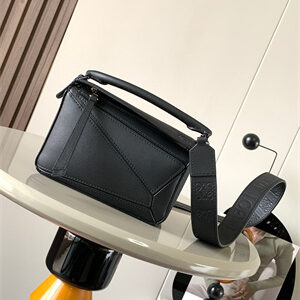 Loewe Mini Puzzle Bag In Soft Grained Calfskin With Wide Strap