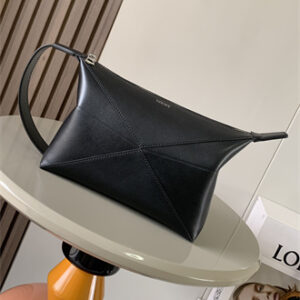 Loewe Puzzle Fold Wash Bag In Shiny Calfskin