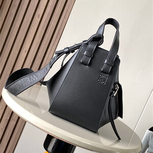 Loewe Compact Hammock bag in satin calfskin With Jacquard Strap