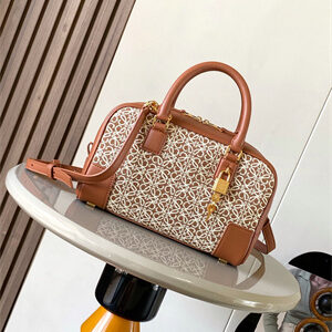 Loewe Amazona 23 Bag In Anagram Jacquard and Calfskin Brown