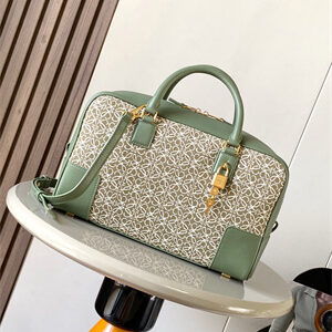 Loewe Amazona 28 Bag In Anagram Jacquard and Calfskin Green