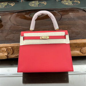 Kelly Sellier Bag Epsom Leather 25/28CM Gold/Silver Hardware In Red Color