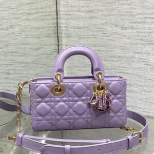CD Small Lady D-Joy Bag Cannage Lambskin Enamel Gold Tone Metal Purple