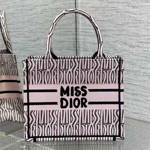 CD Miss Dior Small Book Tote Allover Emb Pale Pink