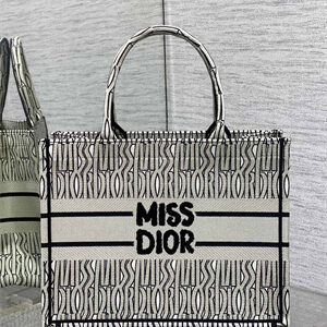 CD Miss Dior Medium Book Tote Allover Emb Green