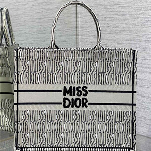 CD Miss Dior Large Book Tote Allover Emb Green