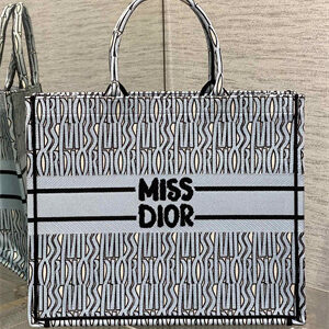 CD Miss Dior Large Book Tote Allover Emb Pale Blue