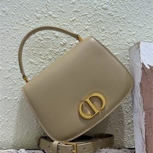 CD Medium 30 Montaigne Avenue Top Handle Bag Powder Beige Ribbed Calfskin