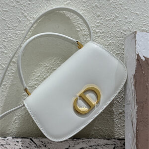 CD Small 30 Montaigne Avenue Top Handle Bag Latte Ribbed Calfskin