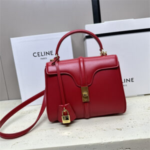 Celine Small 16 Bag In Satined Calfskin Red