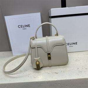 Celine Mini 16 Bag In Satined Calfskin Grey