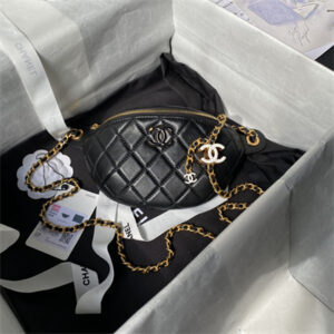 Chanel Waist Bag Shiny Lambskin, Enamel & Gold-Tone Metal Black AS4113