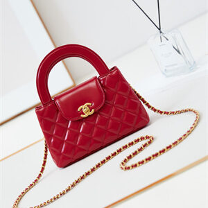 Cha.nel Mini Shopping Bag Kelly Bag Shiny Aged Calfskin Gold-Tone Metal Red AS4416