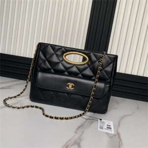 Cha.nel Small Tote Lambskin Black AS5036
