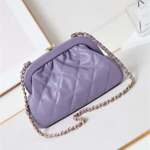 Cha.nel Clutch Lambskin & Gold-Tone Metal Purple AS4717