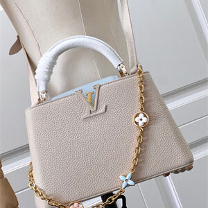 L.V Capucines BB Bag Taurillon Leather Cream/Blue M48865
