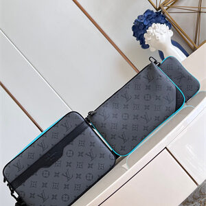 L.V Trio Messenger Monogram Eclipse Reverse coated canvas Turquoise M11648