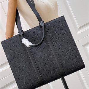 L.V Sac Plat 24H Embossed Taurillon cowhide leather Black M24786