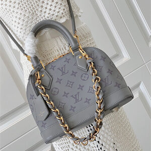 L.V Alma BB Handbag Black Calfskin Trianon Gray M12561