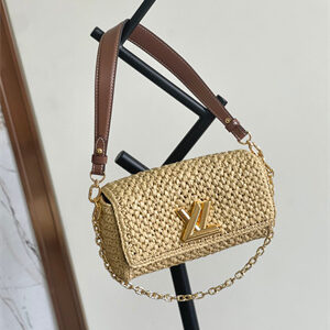 L.V Twist West Raffia and Smooth Calfskin Trim Natural/Tan