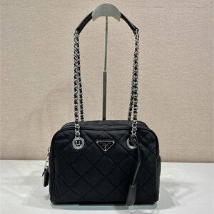 Prada Women's Black Tessuto Nylon Quilted Shoulder Bag 1BB903