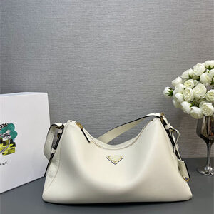 Prada Aimée large leather shoulder bag White Color 1BC228