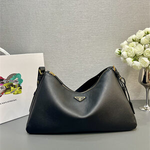 Prada Aimée large leather shoulder bag Black Color 1BC228