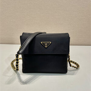 Prada Re-Nylon and Saffiano leather Vintage shoulder bag Black 1BD648