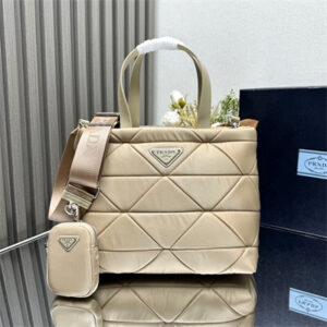 Prada Medium Re-Nylon Padded Tote Bag Beige 1BG380