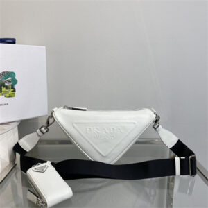 Prada Triangle leather shoulder bag White Color 1BH190