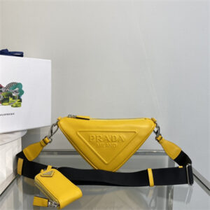 Prada Triangle leather shoulder bag Yellow Color 1BH190