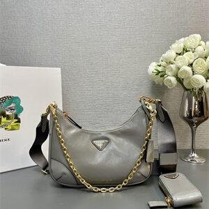 Prada Re-Edition naplak patent leather mini-bag Grey Color 1BH204