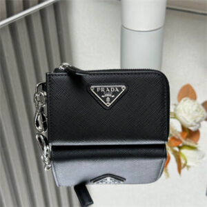 Prada Saffiano Leather Key Charm Holder Black Color 1TT085
