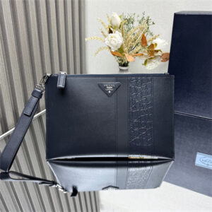 Prada Saffiano Leather Pouch Navy 2NH005