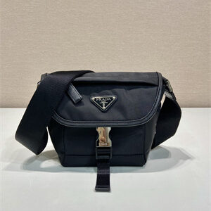 Prada Re-Nylon and Saffiano leather shoulder bag Black 2VD070