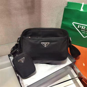 Prada Re-Nylon and Saffiano leather shoulder bag Black 2VH048