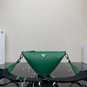 Prada Triangle leather shoulder bag Green Color 2VH155