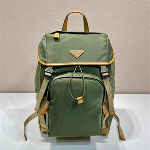Prada Re-Nylon and leather backpack Military/Caramel 2VZ135