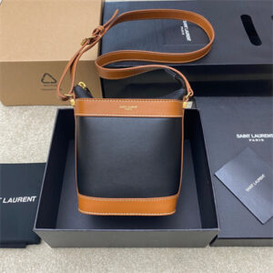 Y.S.L Aphile Leather Mini Bucket Bag Black And Brown